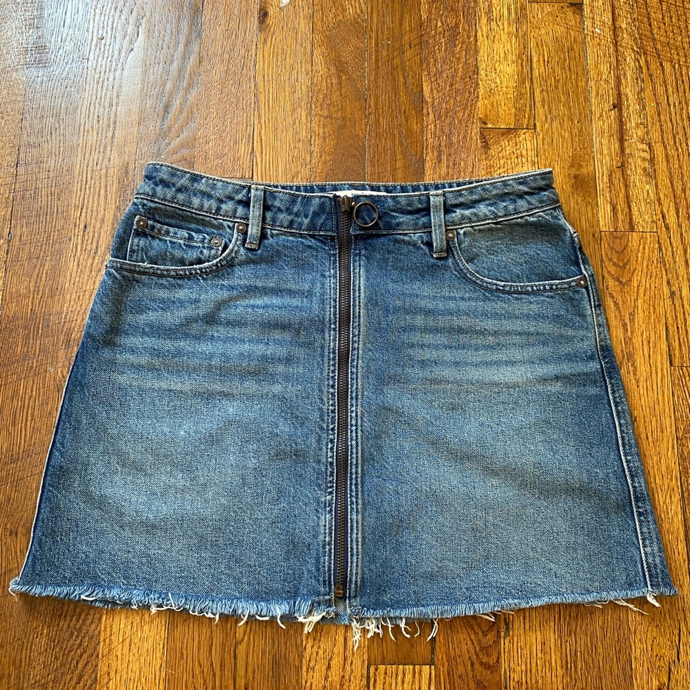 We The Free Blue Denim Mini Skirt